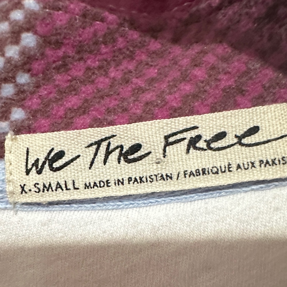 Free People Plaid Long Ruby Shirt Jacket Pink and Blue - Size XS - Picture 2 of 10